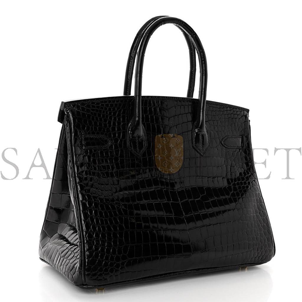 HERMES NOIR BLACK GHW NILOTICUS CROCODILE BIRKIN 30 HANDBAG (30*22*16cm)